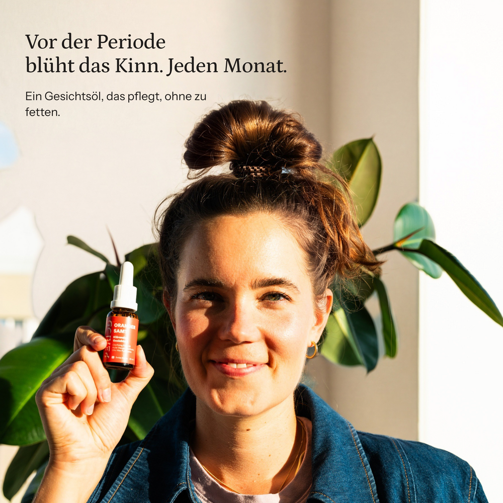 ORANGER SAMT Gesichtsöl – Vor der Periode blüht das Kinn. Jeden Monat.