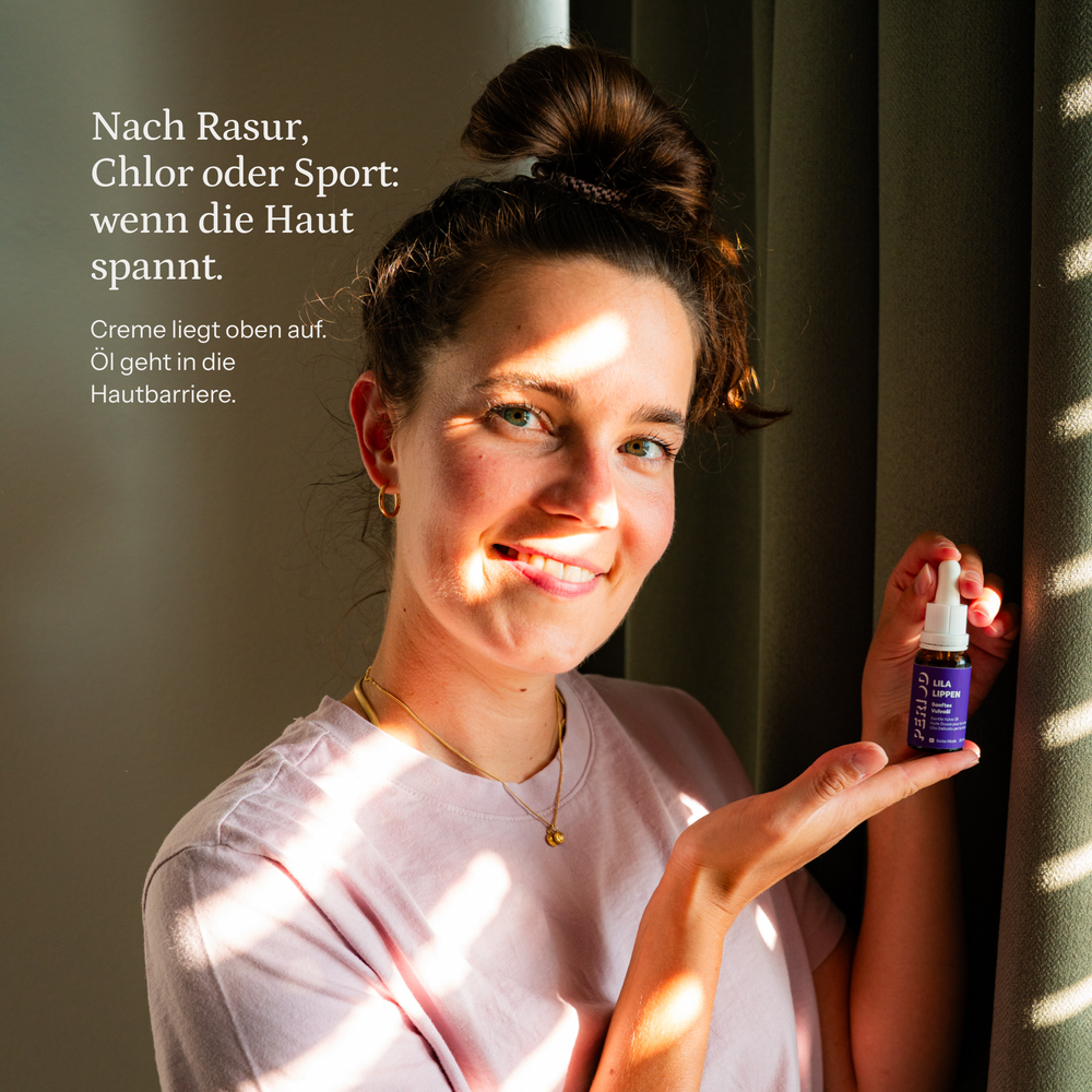 LILA LIPPEN Vulvaöl – Nach Rasur, Chlor oder Sport: wenn die Haut spannt.